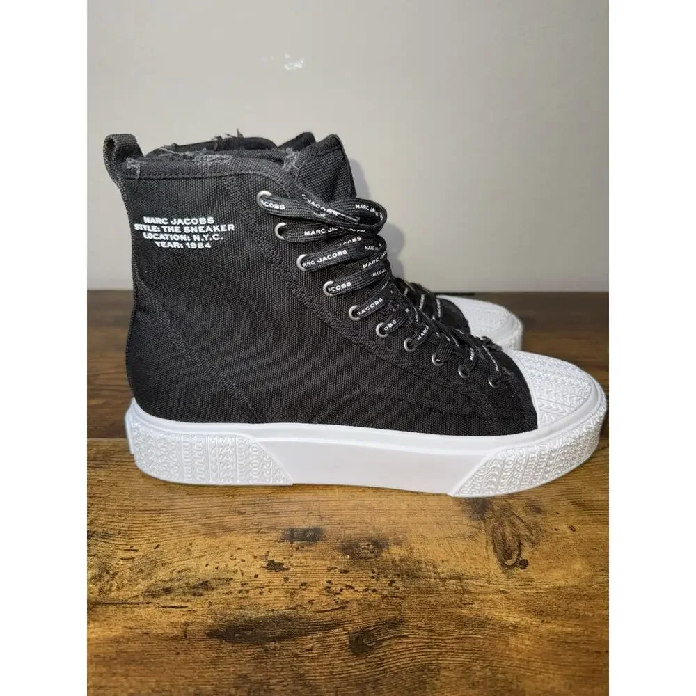 Marc Jacobs The High Top Sneaker Black Canvas EU 42 W12 M9 New $225